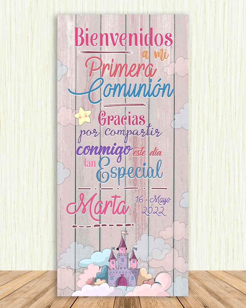 Cartel bienvenida Comunión BOTÁNICA
